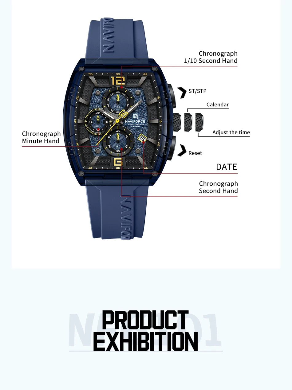 Top Brand NAVIFORCE Fashion Watches for Men Quartz Silicone Strap 50M Waterproof Date Original Man's WristWatch Reloj Hombr 2025